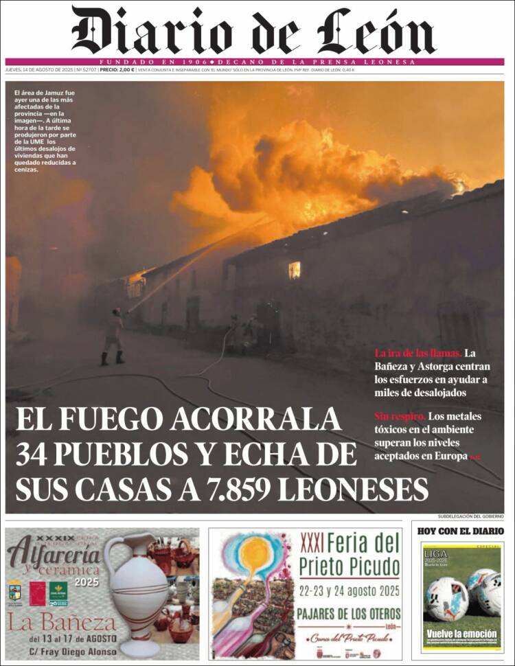 Portada de Diario de León (España)