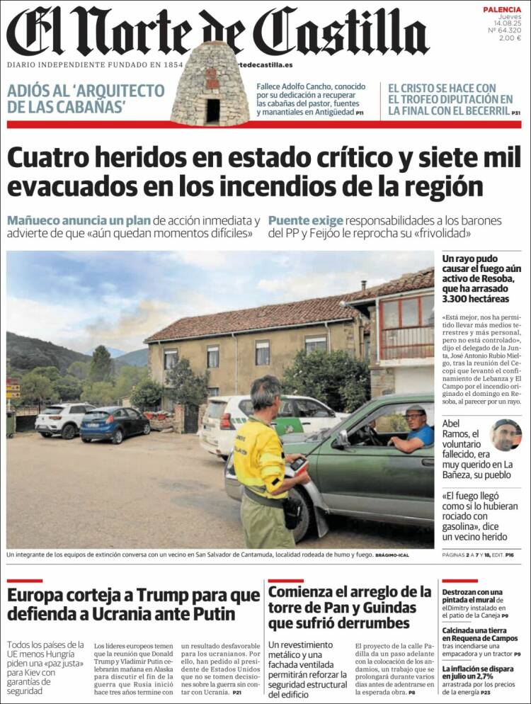 Portada de Norte de Castilla - Palencia (España)