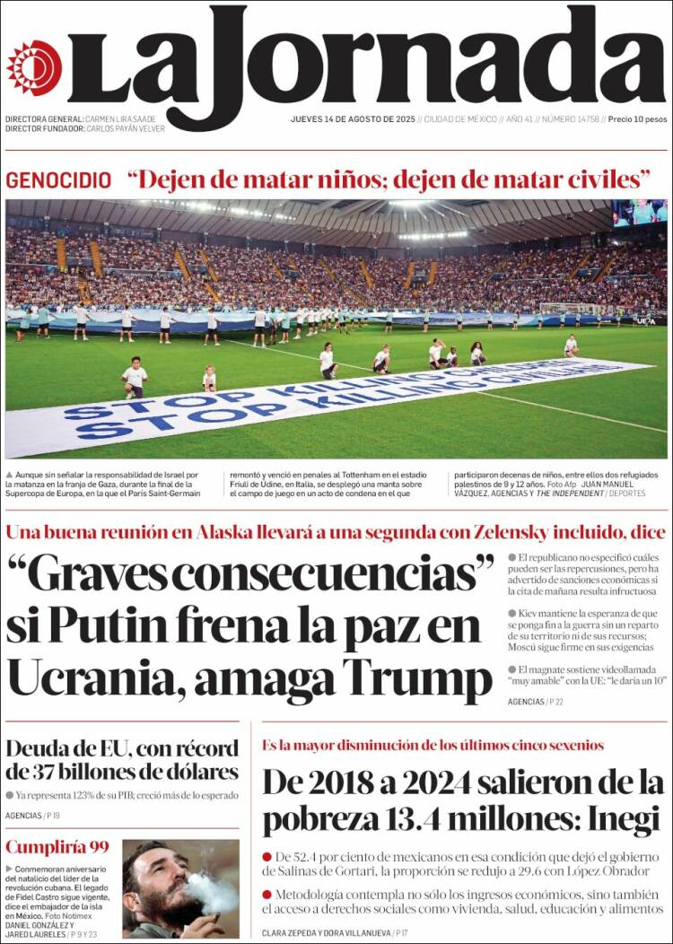 Portada de La Jornada (México)