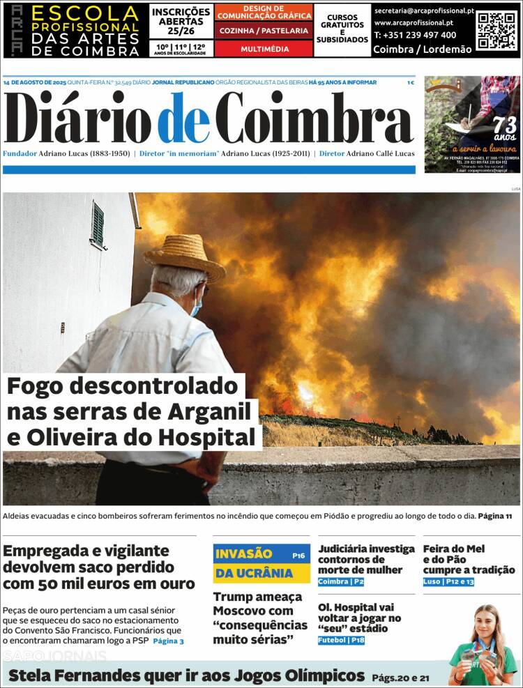 Portada de Diário de Coimbra (Portugal)