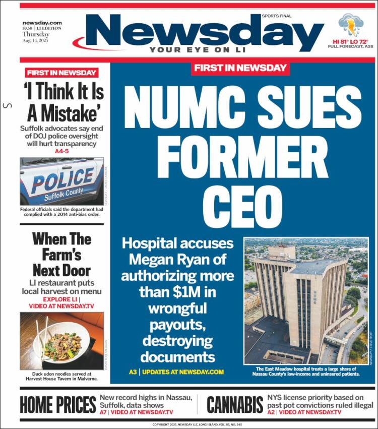Portada de Newsday (USA)