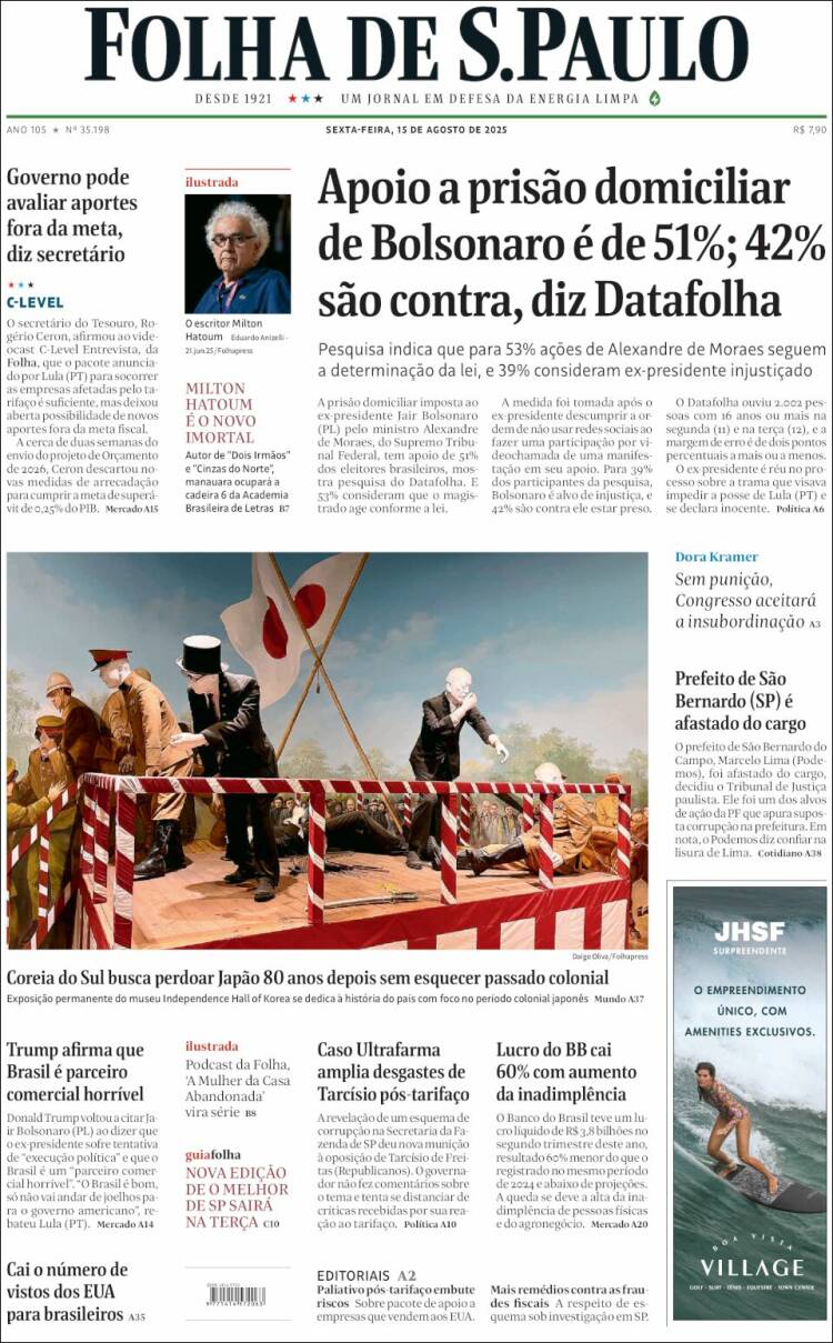 Portada de Folha de São Paulo (Brasil)