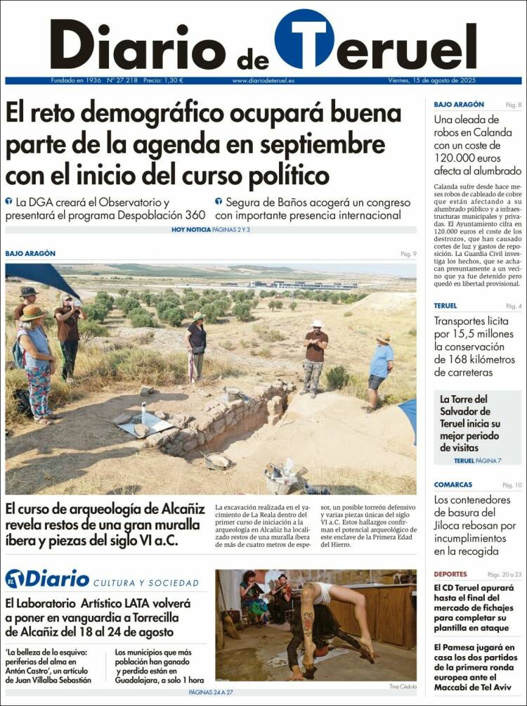 Portada de Diario de Teruel (Espagne)