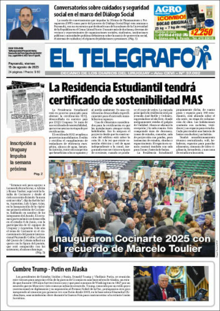 Portada de El Telégrafo (Uruguay)