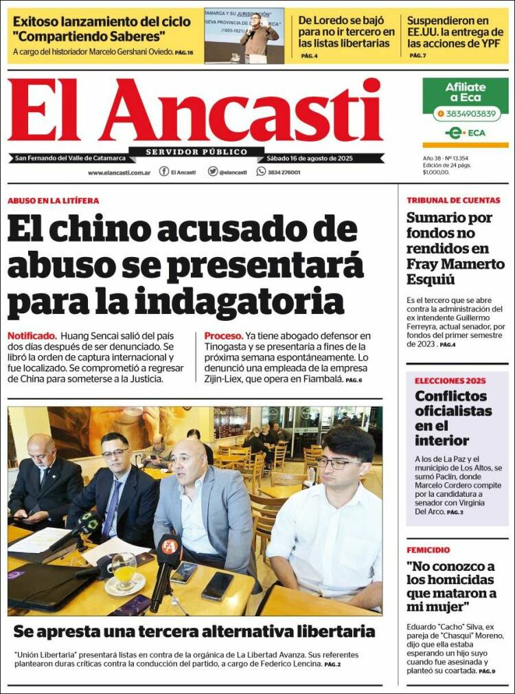 Portada de El Ancasti (Argentina)