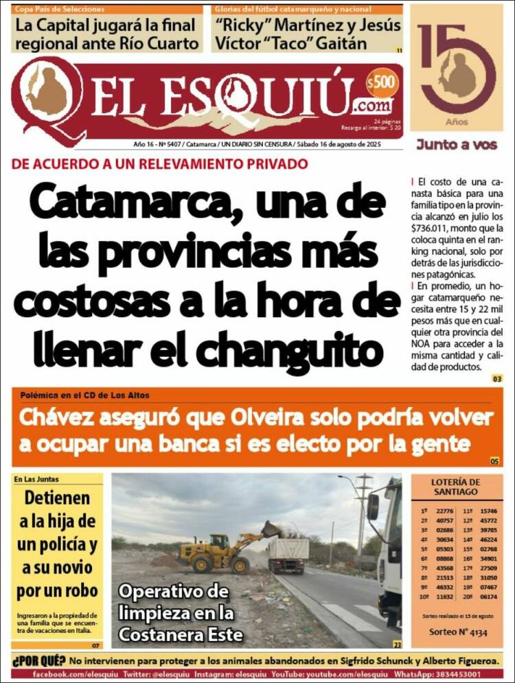 Portada de El Esquiu (Argentina)