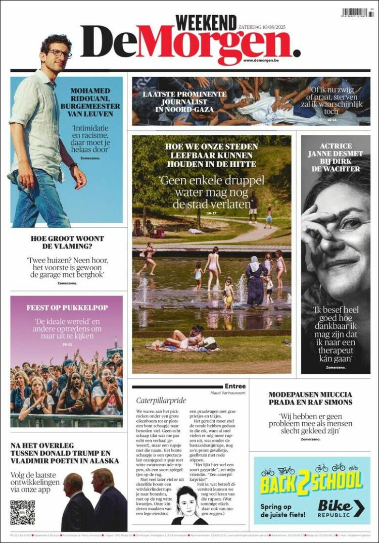 Portada de De Morgen (B&eacute;lgica)