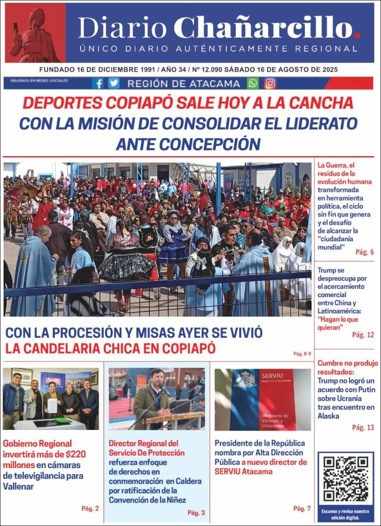 Portada de Diario Chañarcillo (Chile)