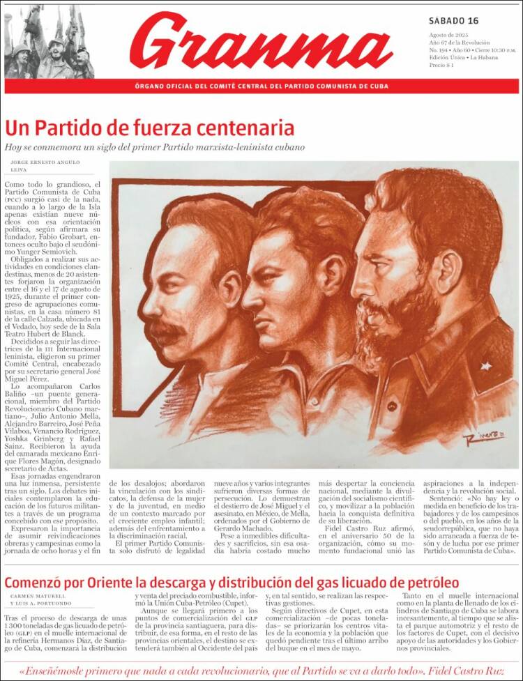 Portada de Granma (Cuba)