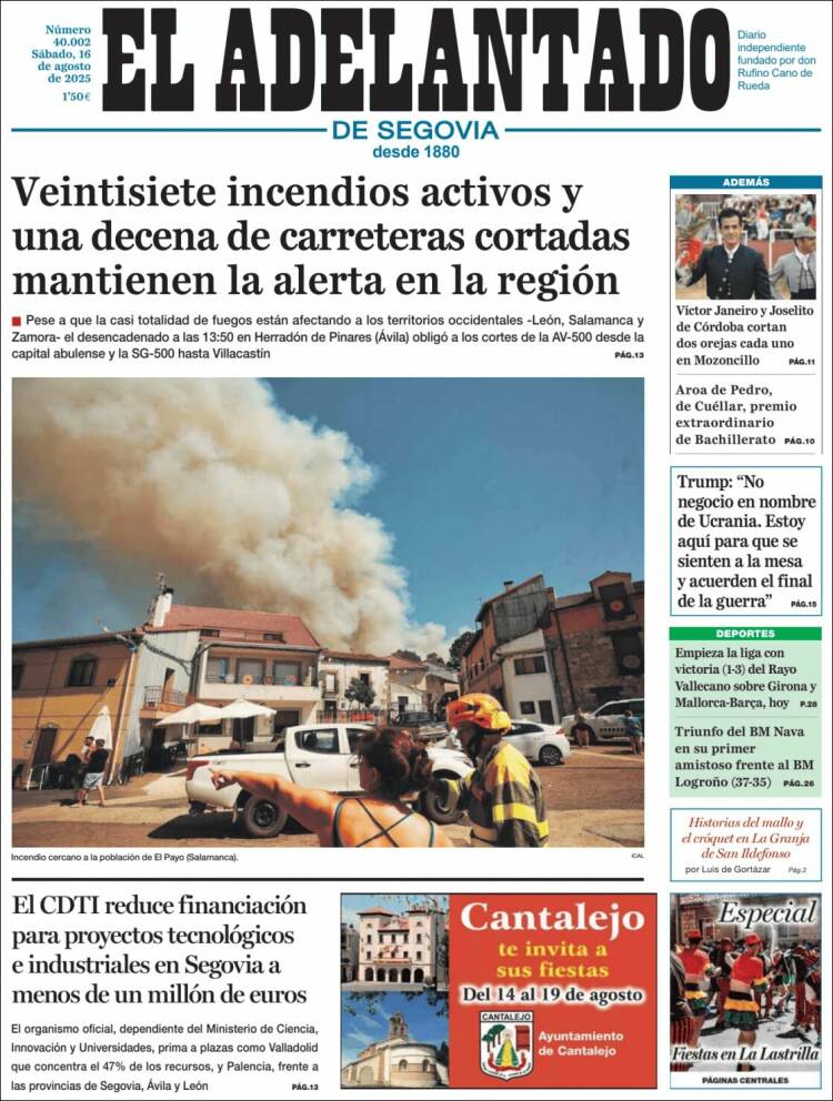 Portada de El Adelantado de Segovia (España)