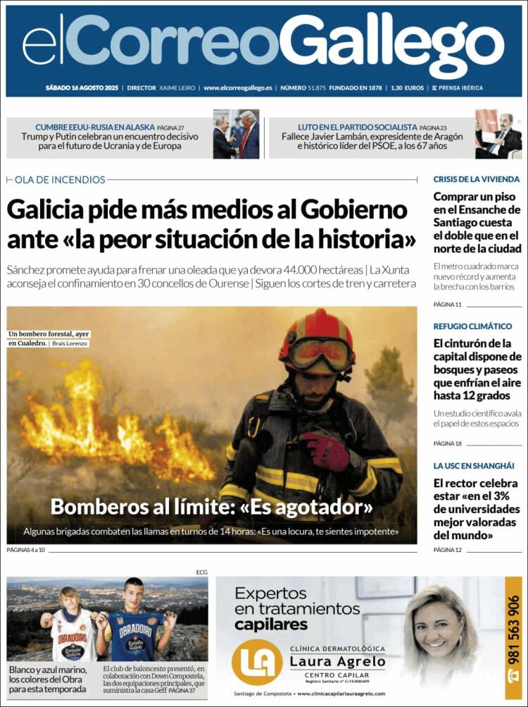 Portada de El Correo Gallego (España)