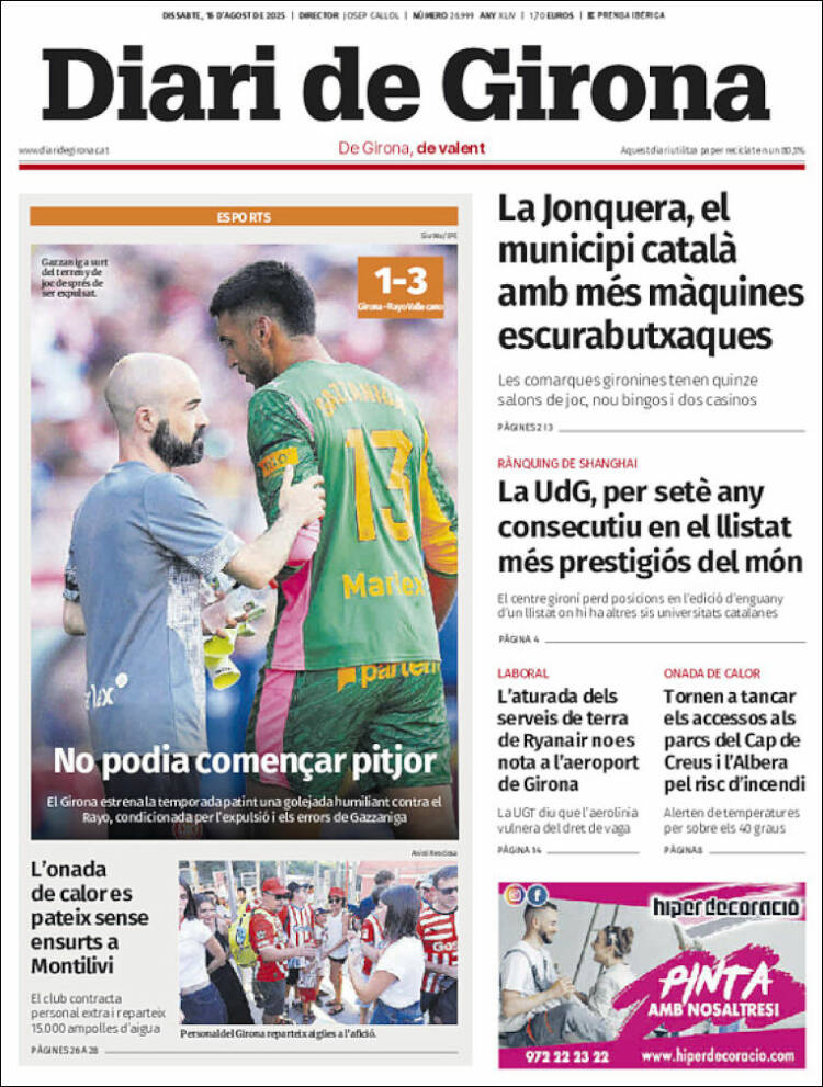 Portada de Diari de Girona (España)