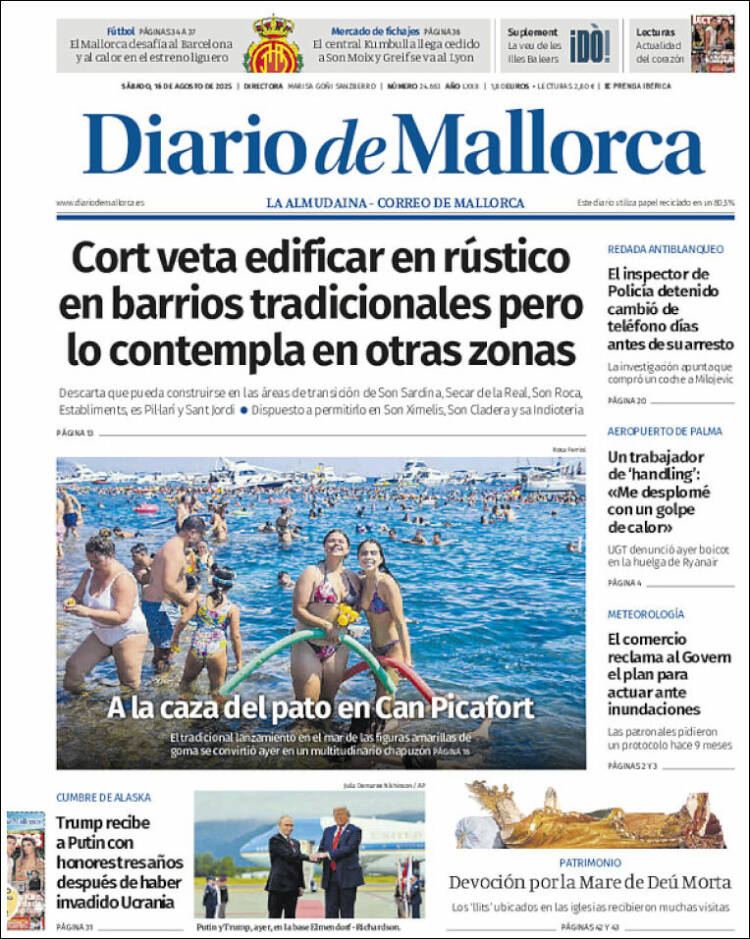 Portada de Diario de Mallorca (España)
