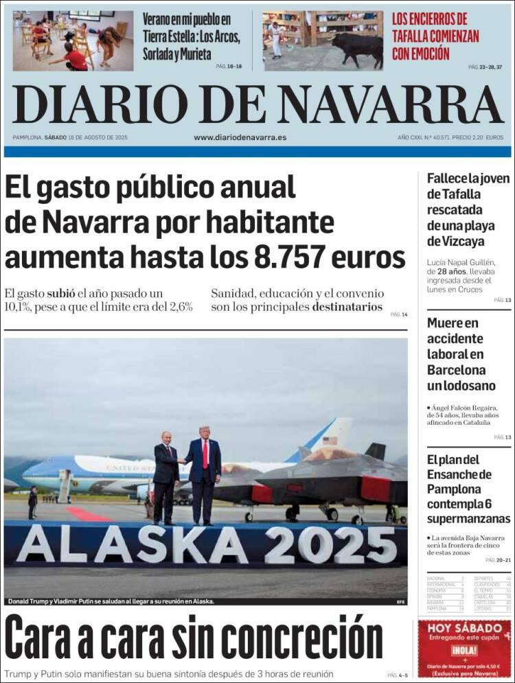 Portada de Diario de Navarra (España)