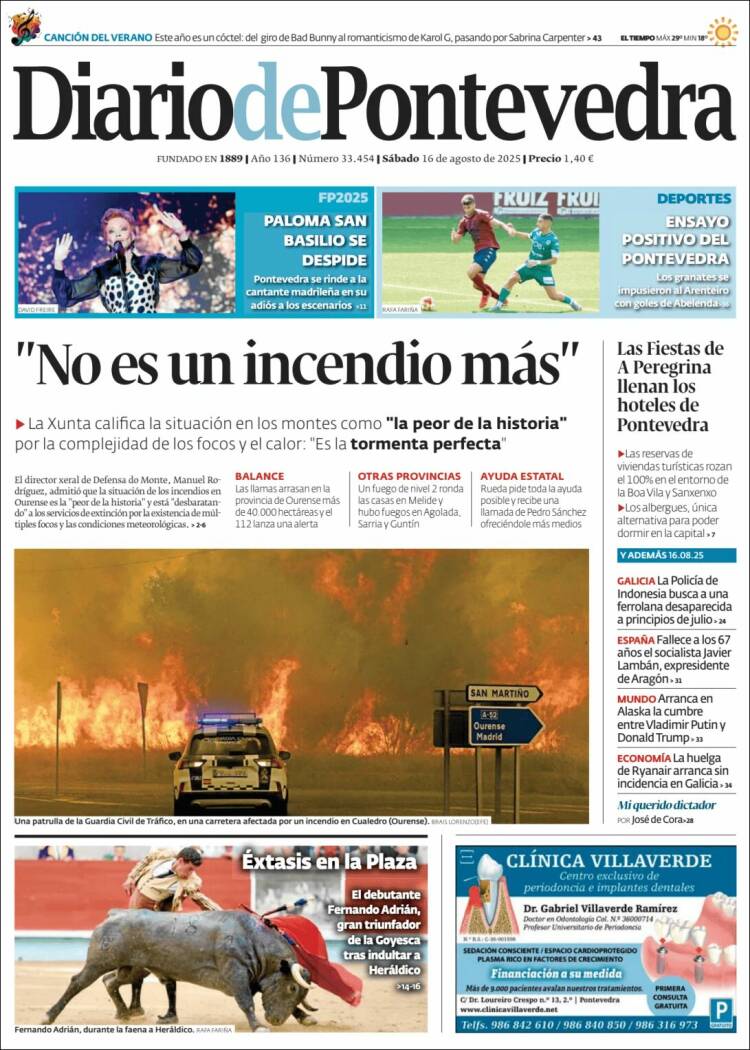 Portada de Diario de Pontevedra (España)
