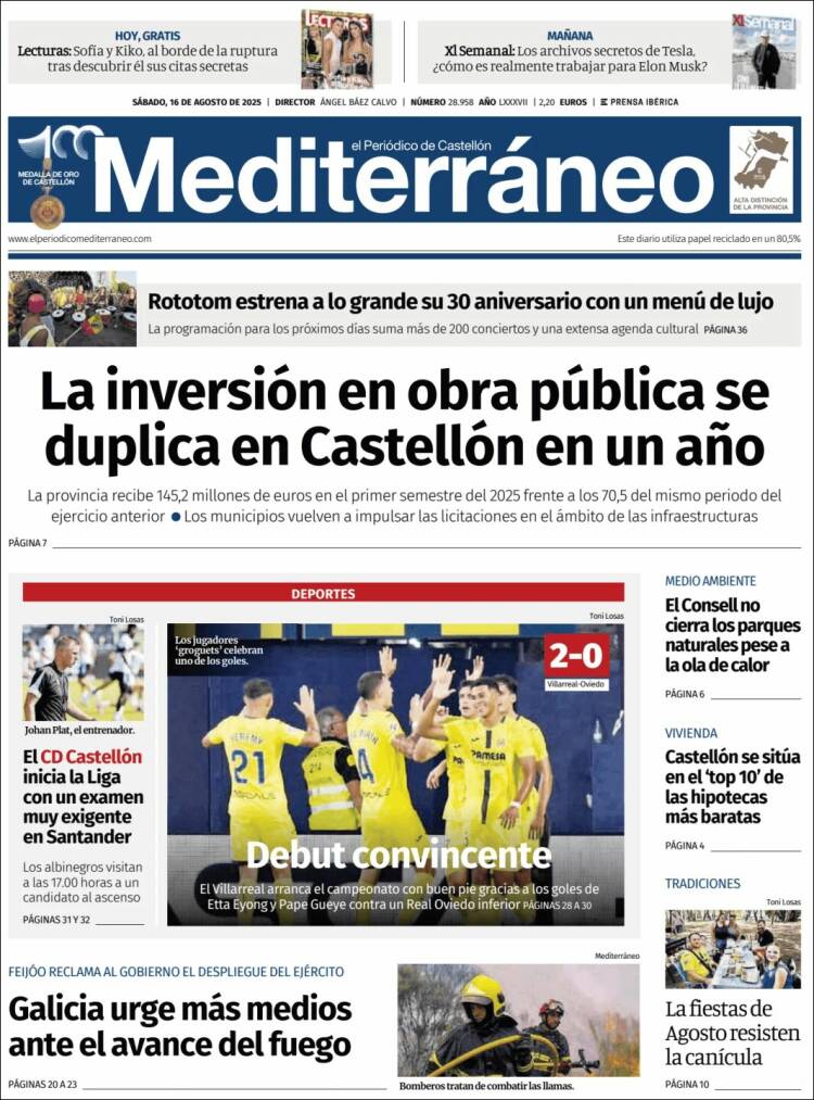 Portada de El Periódico Mediterraneo (España)