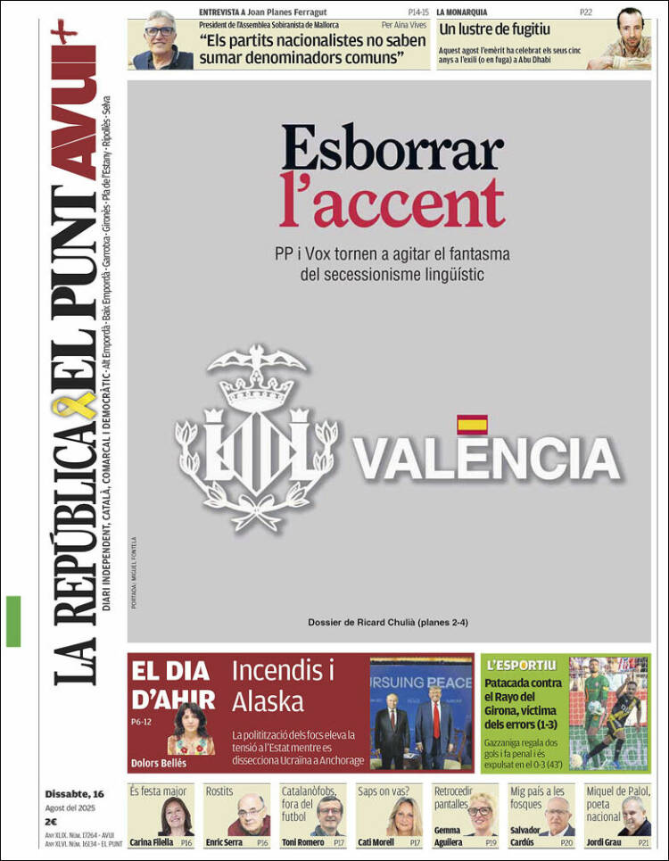 Portada de El Punt Avui - Girona (España)