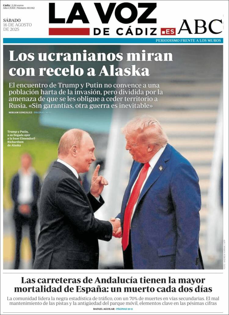 Portada de La Voz de Cádiz (España)