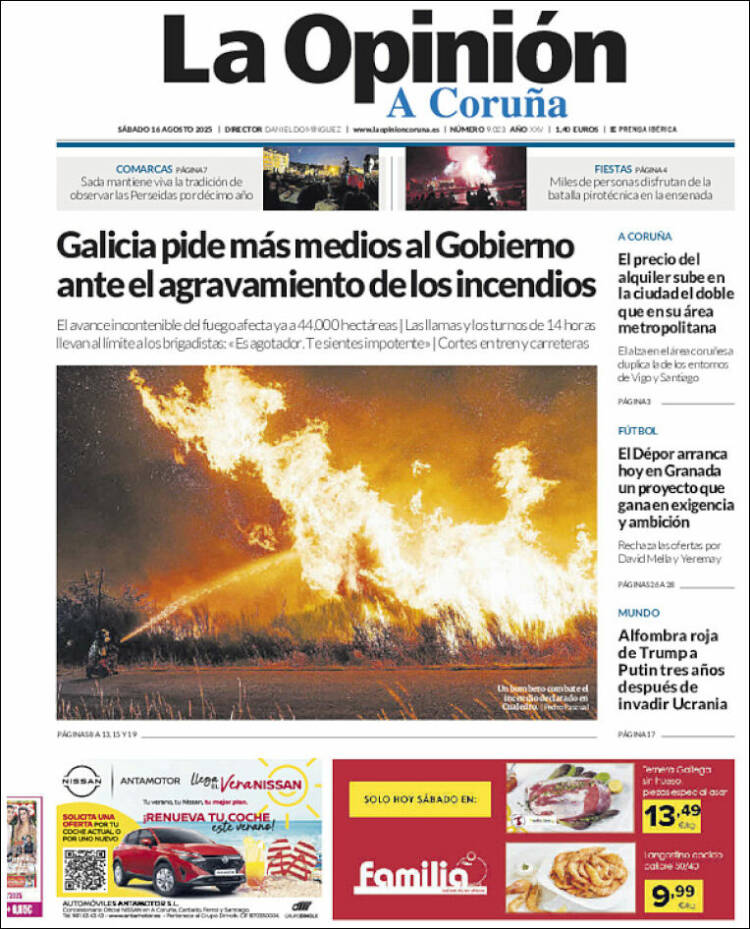 Portada de La Opinión de A Coruña (España)