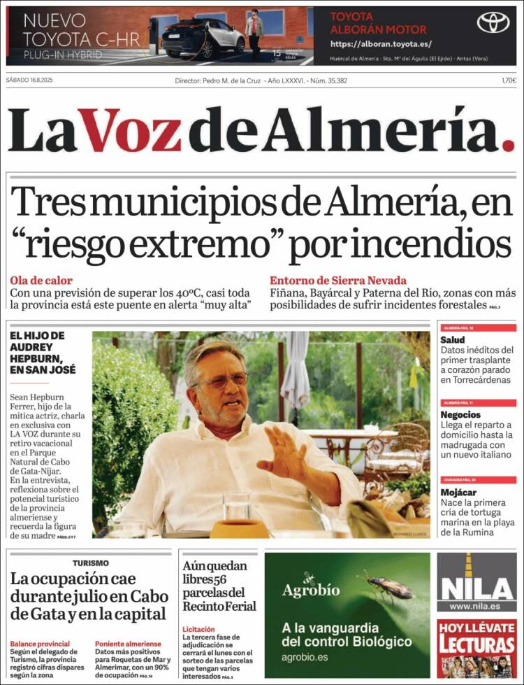 Portada de La Voz de Almería (España)