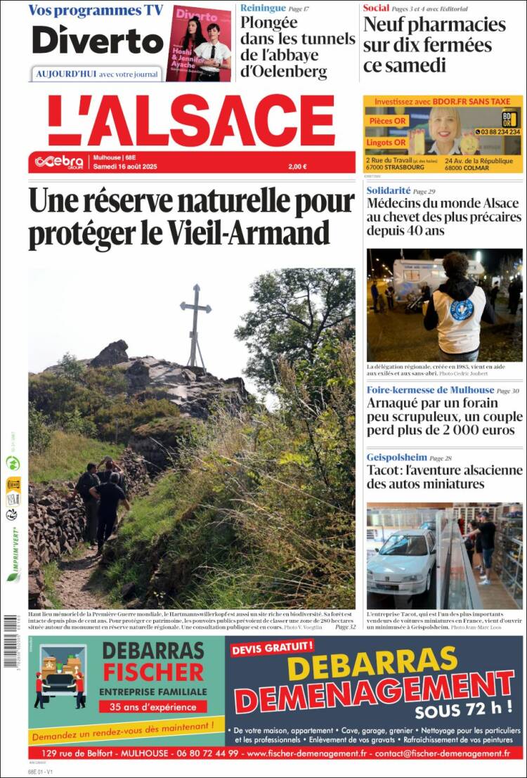 Portada de Journal L'Alsace (Francia)