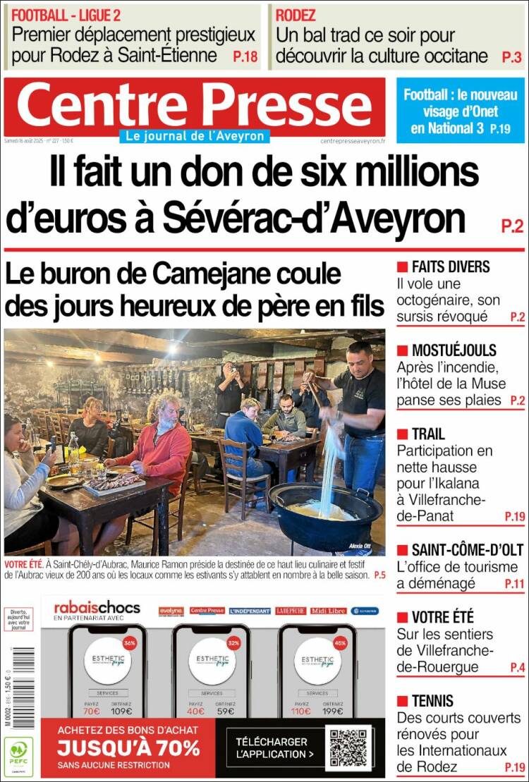 Portada de Centre Presse (Francia)