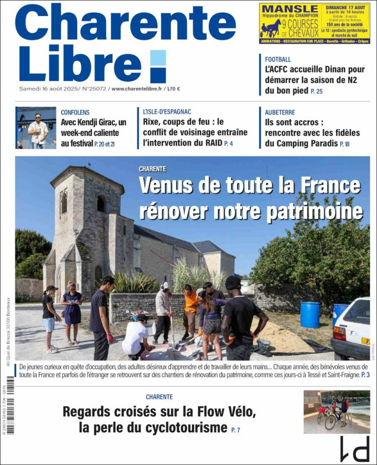 Portada de Charente Libre (Francia)