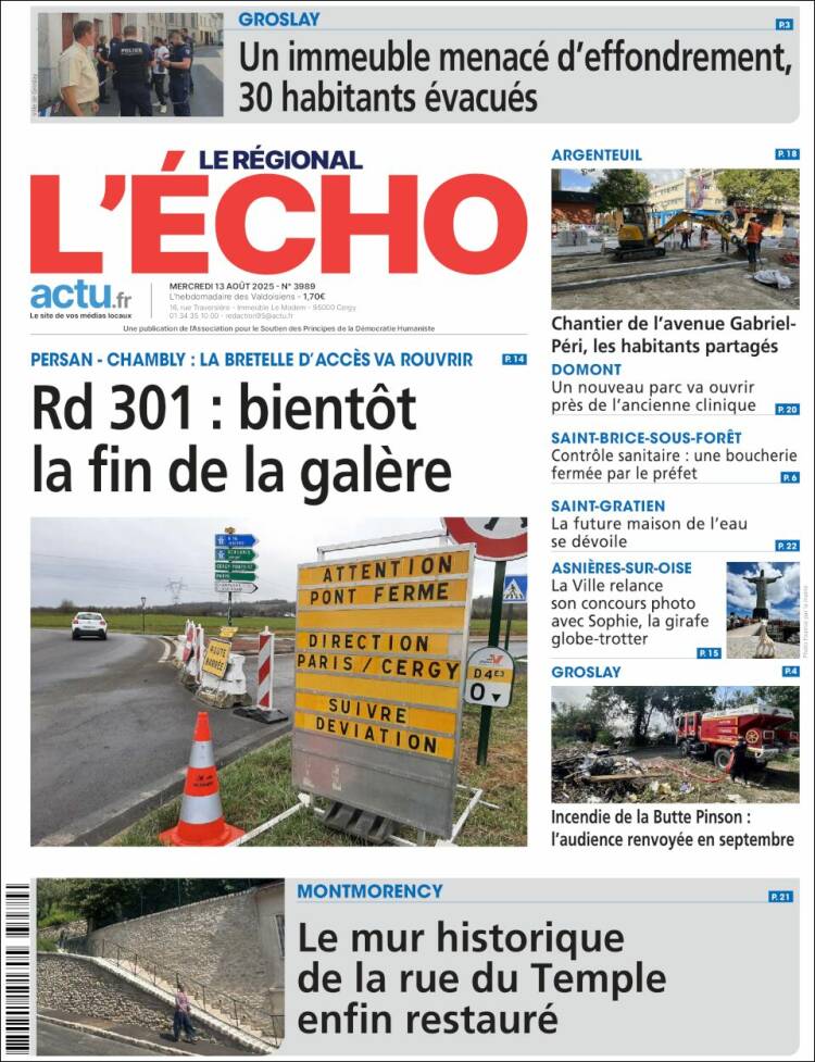 Portada de L'Echo de la Haute-Vienne (Francia)