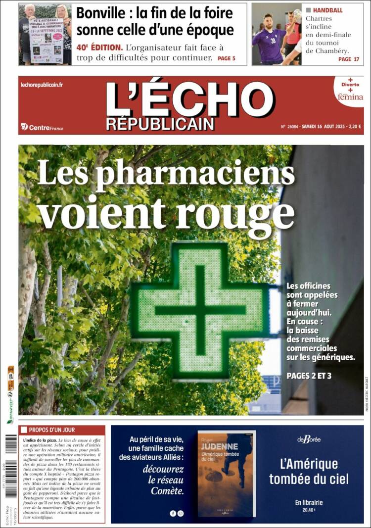 Portada de L'Echo Républicain (Francia)