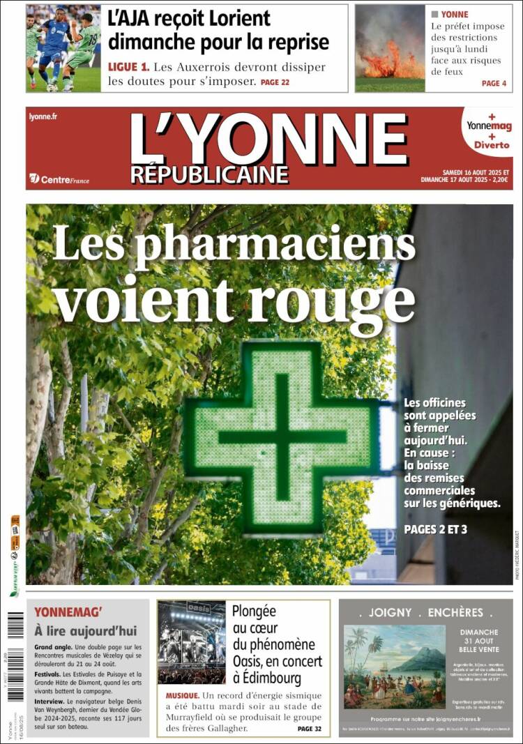 Portada de L'Yonne-Républicaine (Francia)