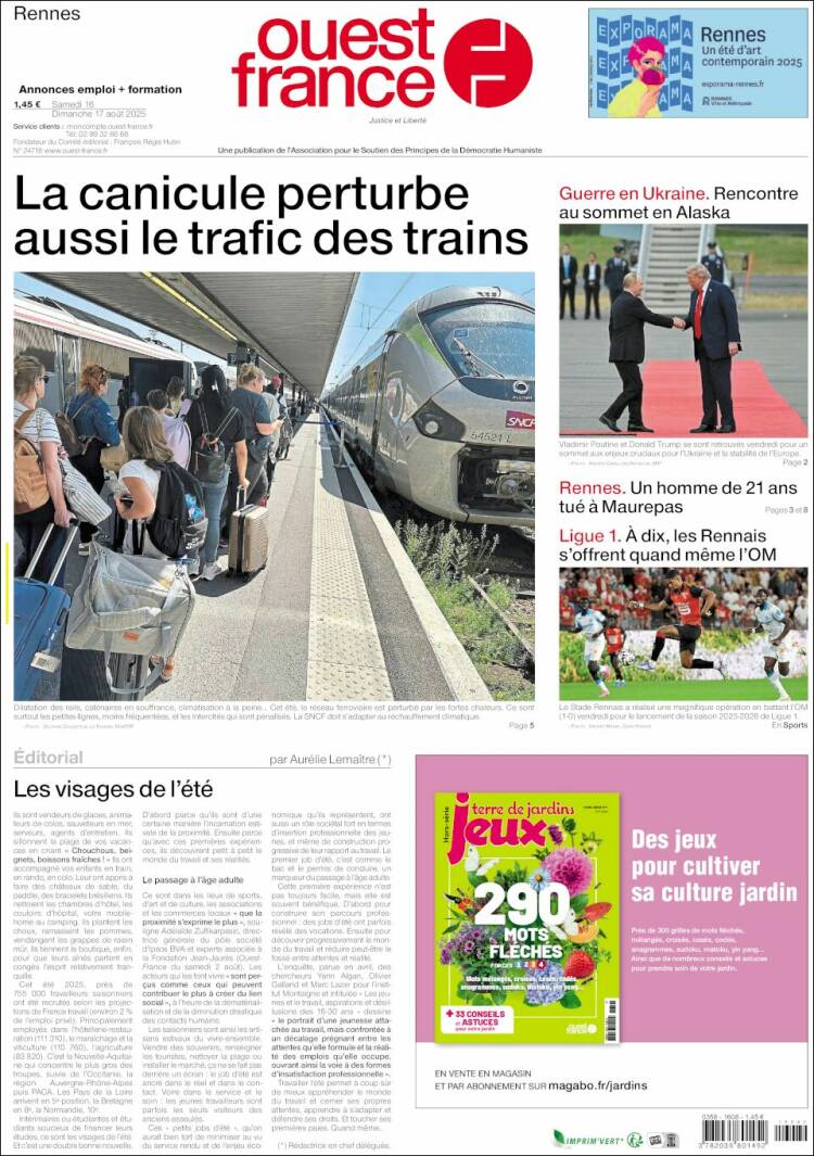 Portada de Ouest France (Francia)