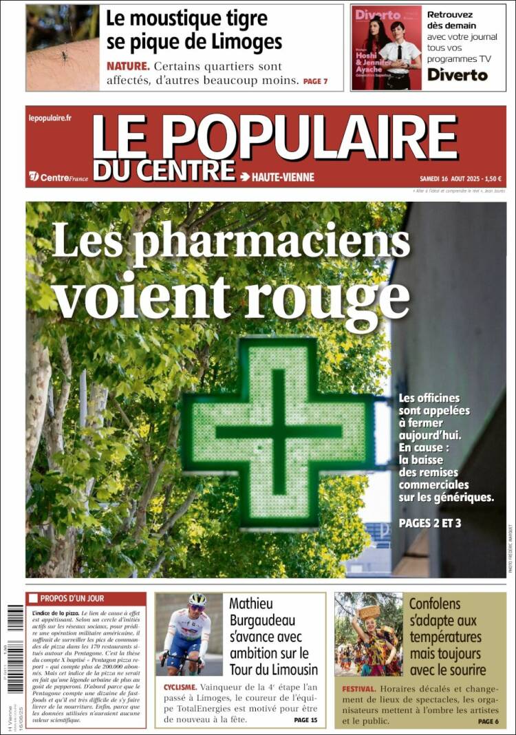 Portada de Le Populaire du Centre (Francia)