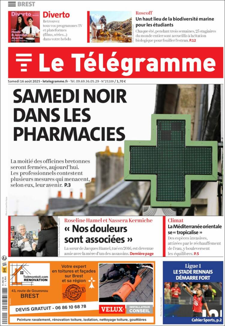 Portada de Télégramme (Francia)