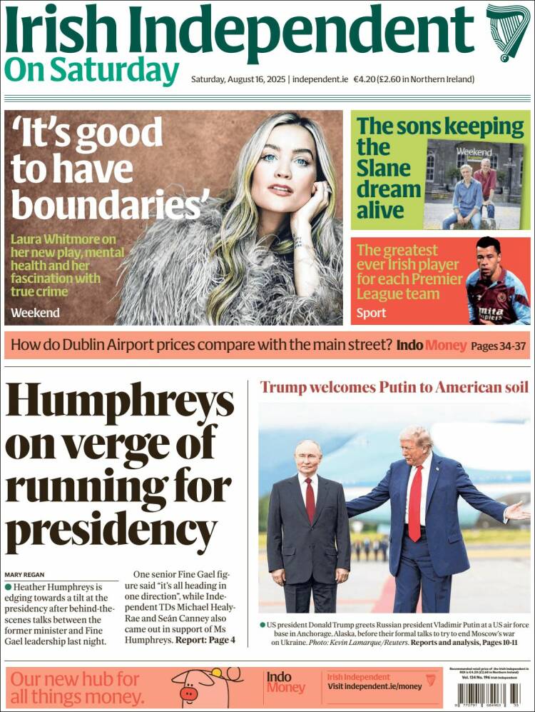 Portada de Irish Independent (Irlanda)