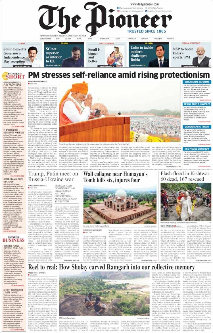Portada de The Pioneer (India)
