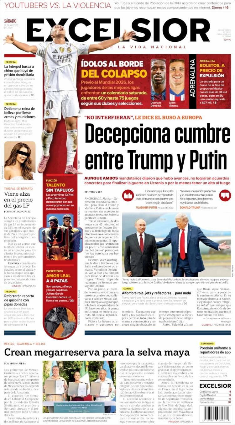 Portada de Excelsior (M&eacute;xico)