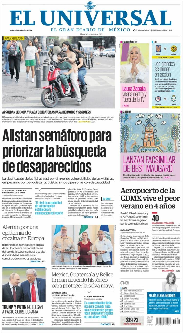 Portada de El Universal (México)