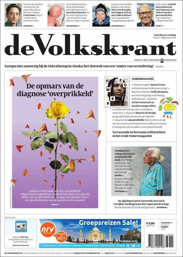 Portada de De Volkskrant (Pa&iacute;ses Bajos)