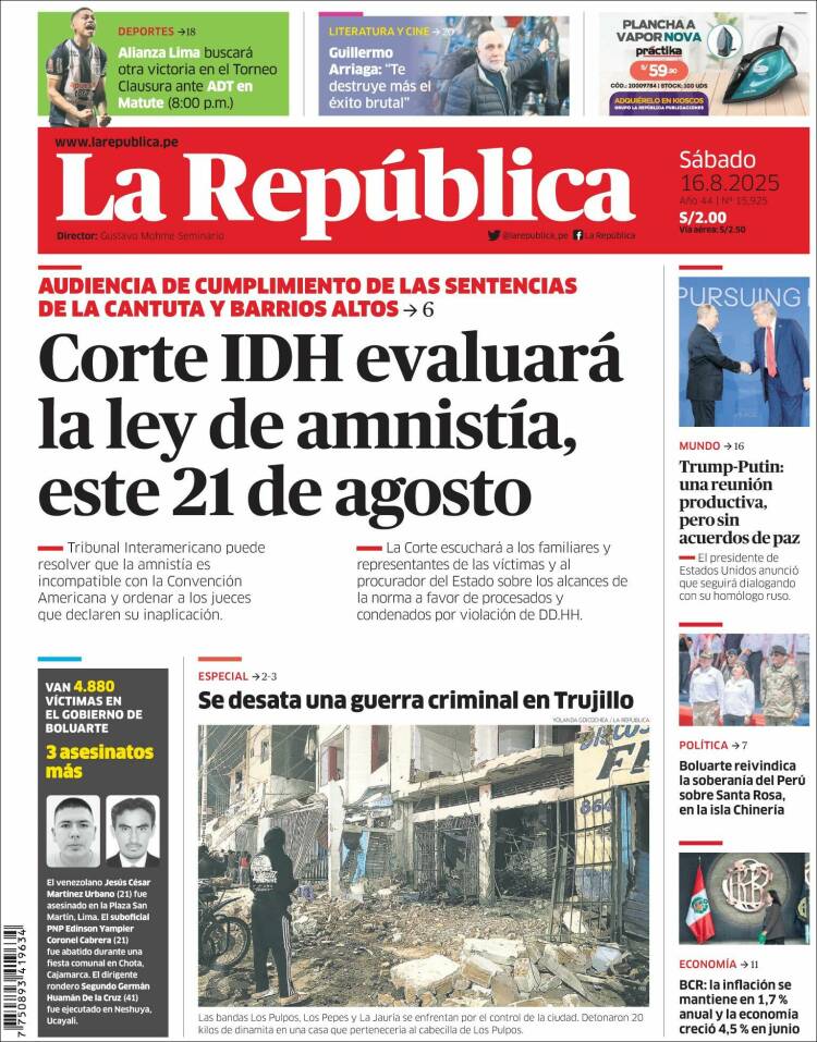 Portada de La Republica (Per&uacute;)