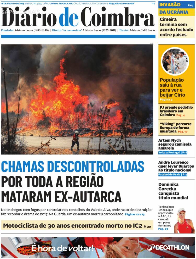 Portada de Diário de Coimbra (Portugal)