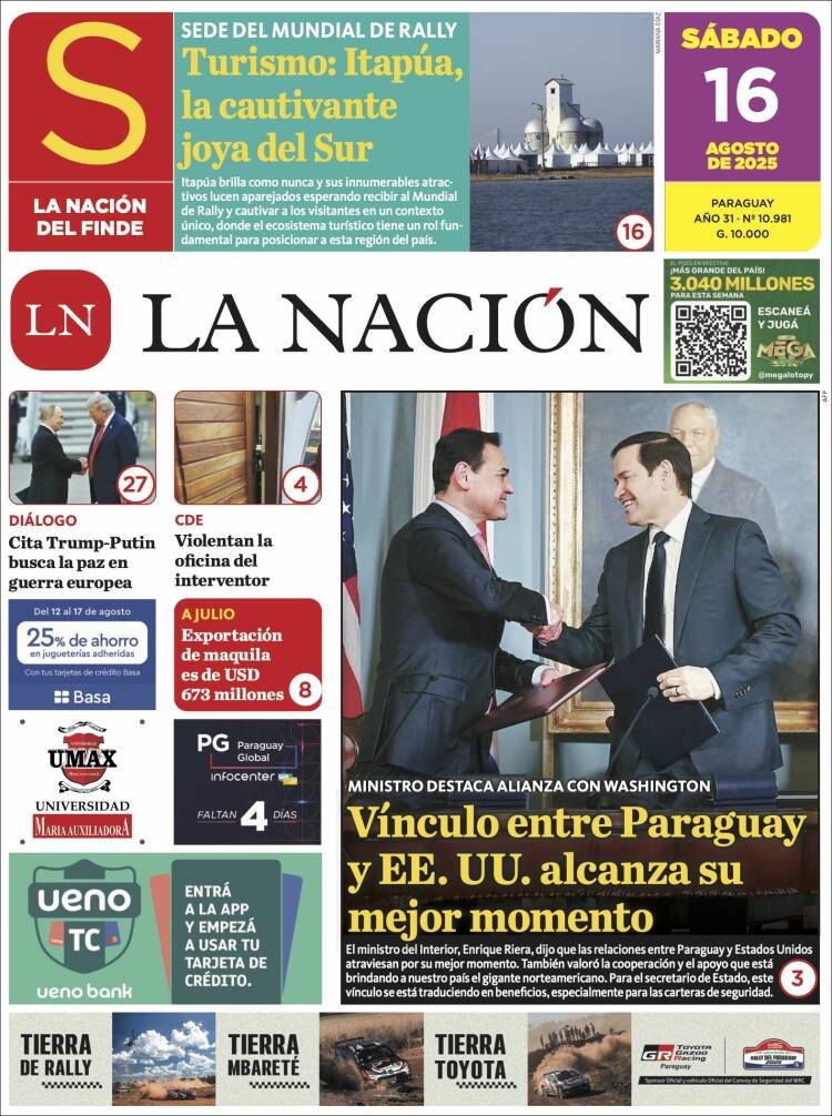 Portada de La Nación (Paraguay)