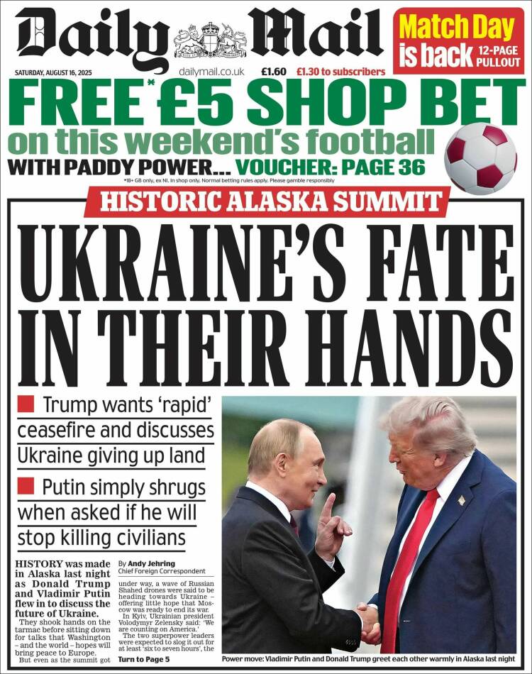 Portada de Daily Mail (Reino Unido)