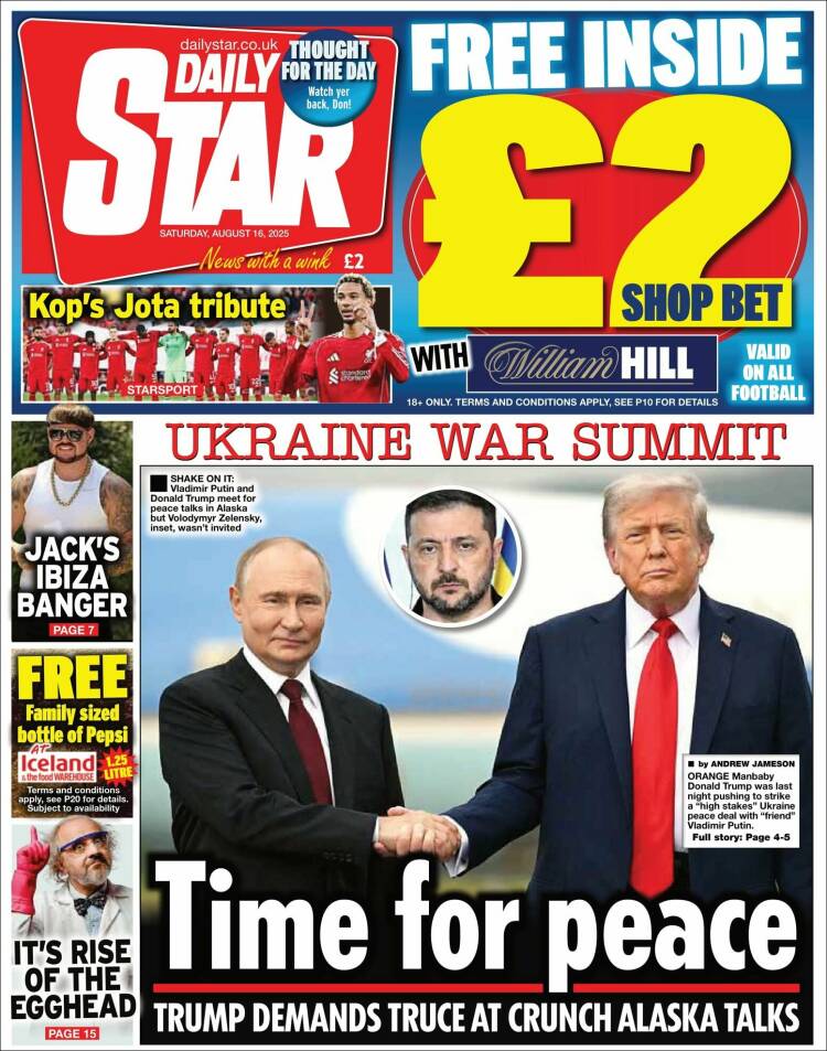 Portada de Daily Star (Reino Unido)