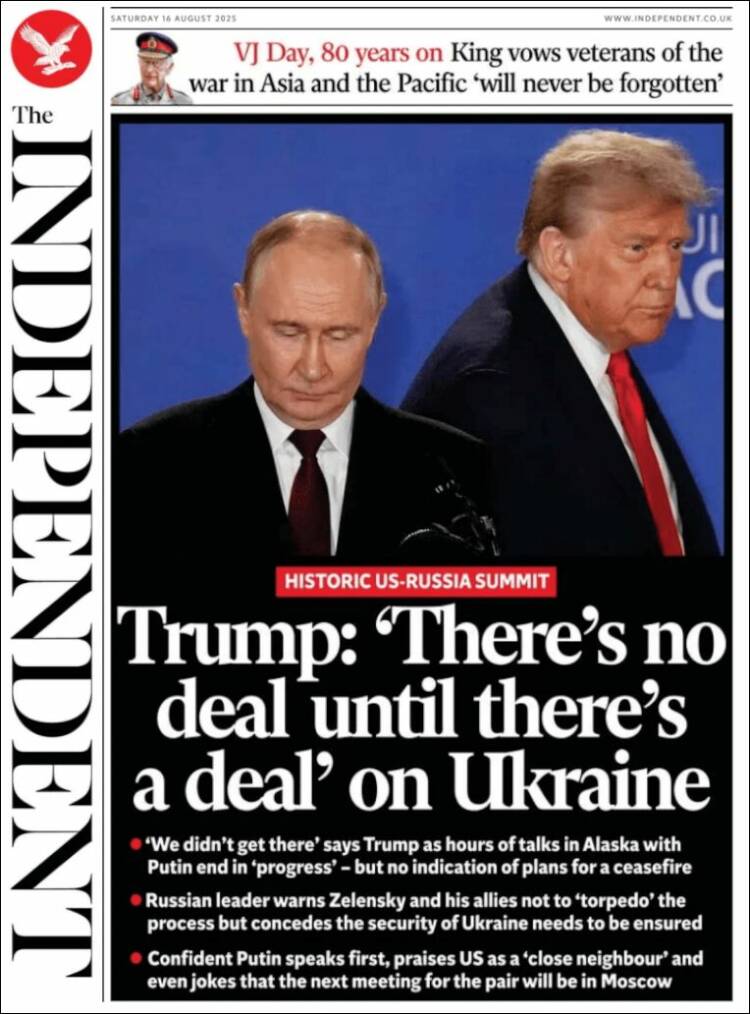 Portada de The Independent (Reino Unido)