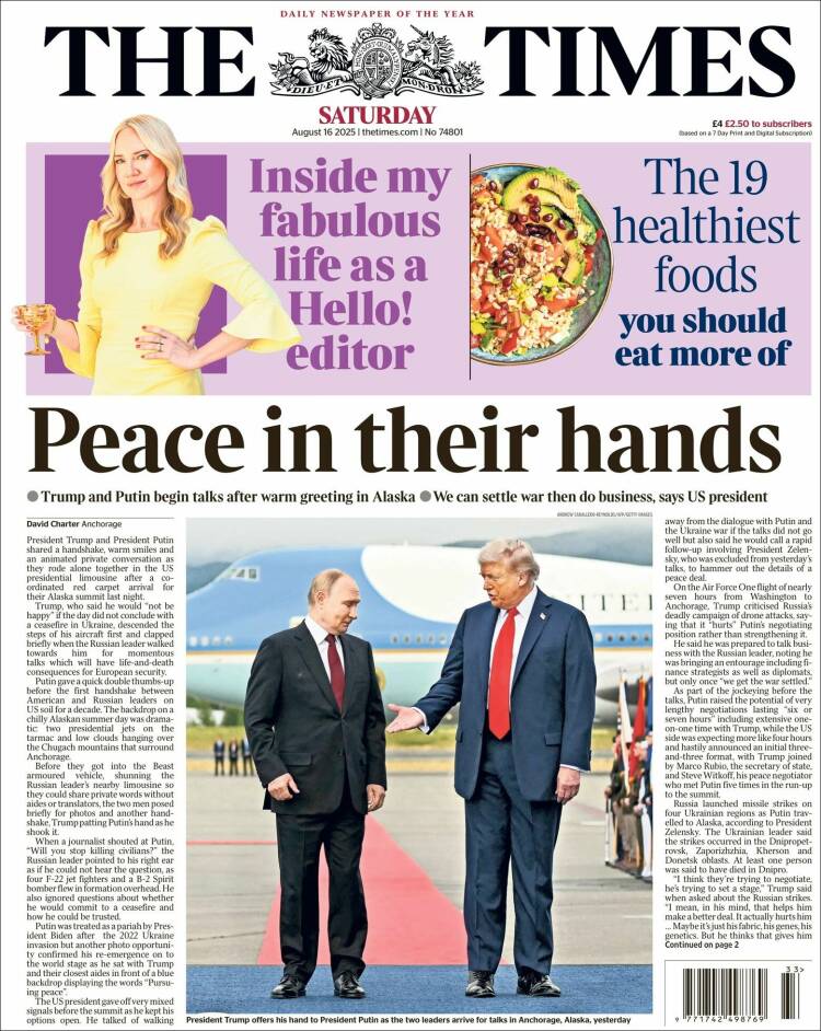Portada de The Times (Reino Unido)