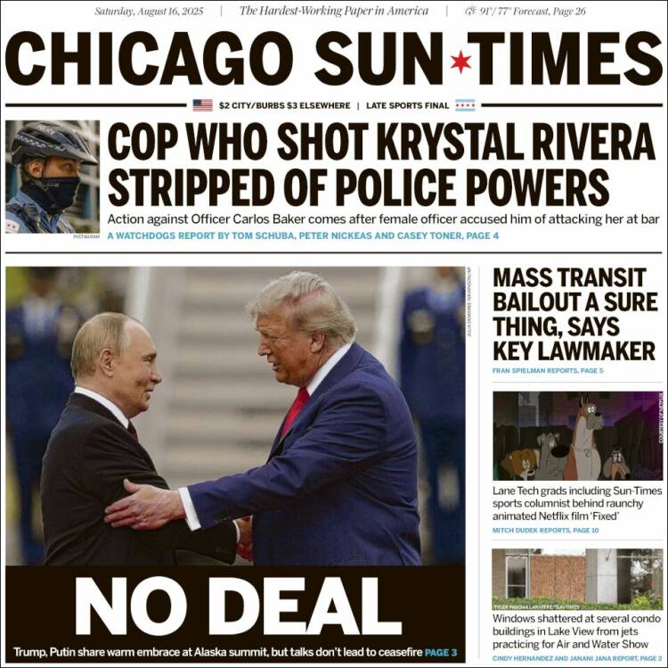Portada de Chicago Sun-Times (USA)
