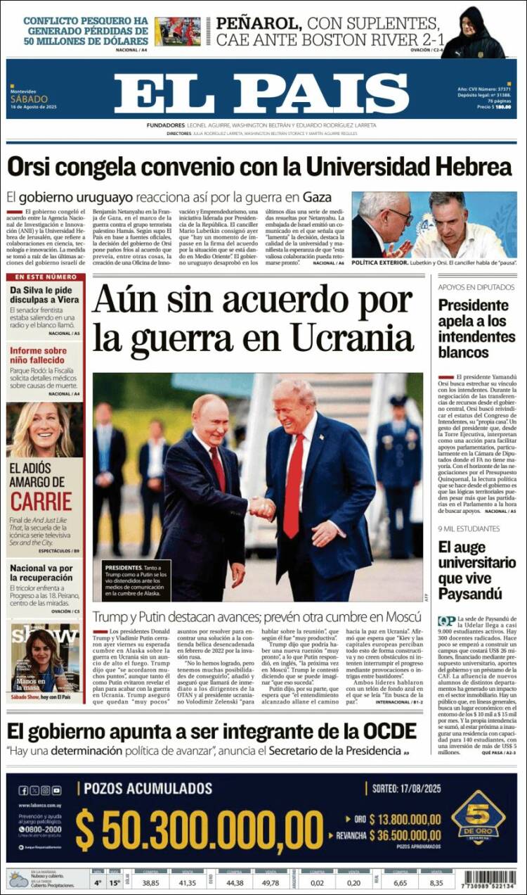 Portada de El País (Uruguay)