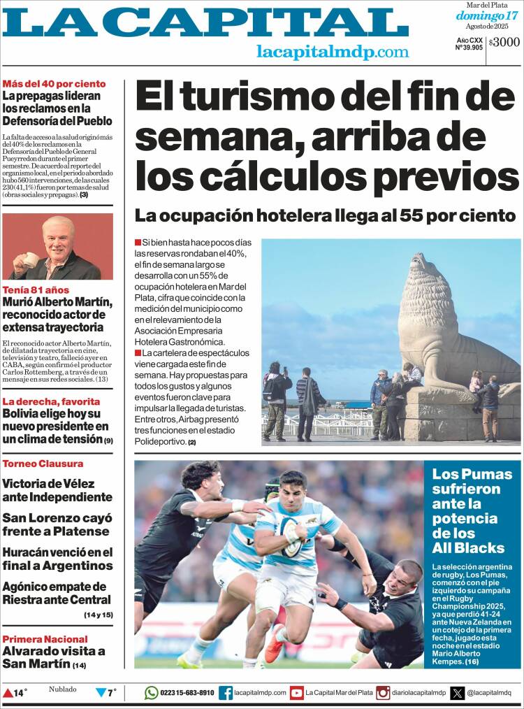 Portada de Diario La Capital - Mar del Plata (Argentina)
