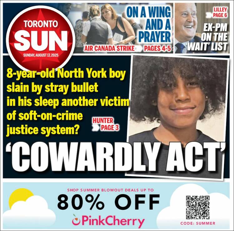 Portada de The Toronto Sun (Canadá)