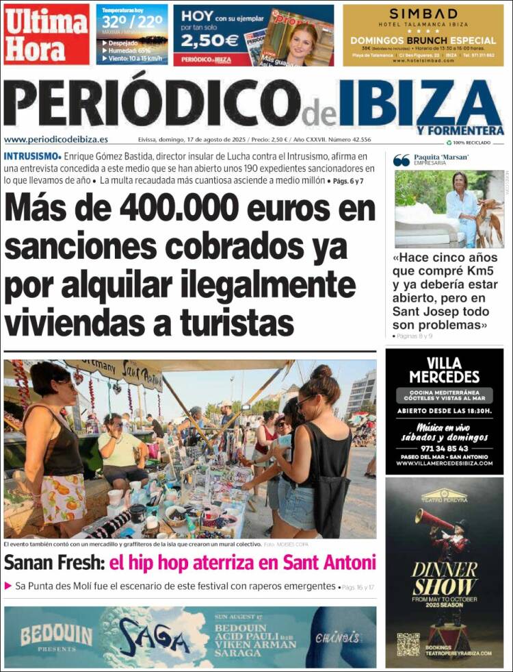 Portada de Periódico de Ibiza (España)